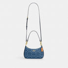 Coach Teri Shoulder Bag In Signature Denim Gold Indigo