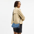 Coach Teri Shoulder Bag In Signature Denim Gold Indigo