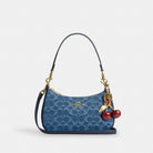 Coach Teri Shoulder Bag In Signature Denim Gold Indigo