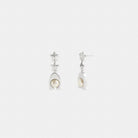 Coach Wildflower Signature Pearl Statement Drop Earrings Silver Pearl