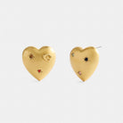 Coach Oversized Heart With Stones Stud Earrings Gold Multi