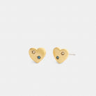 Coach Heart With Stones Stud Earrings Gold Multi