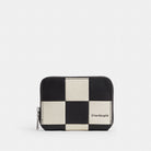 Coach Zip Around Wallet In Checkerboard Upcrafted Leather Black Chalk