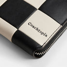Coach Zip Around Wallet In Checkerboard Upcrafted Leather Black Chalk