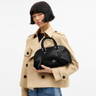 Coach Lara Satchel Bag Silver Black