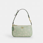 Coach Nolita 19 With Floral Print And Bow Gold Pale Green
