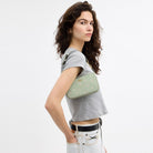 Coach Nolita 19 With Floral Print And Bow Gold Pale Green