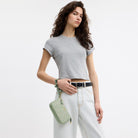 Coach Nolita 19 With Floral Print And Bow Gold Pale Green