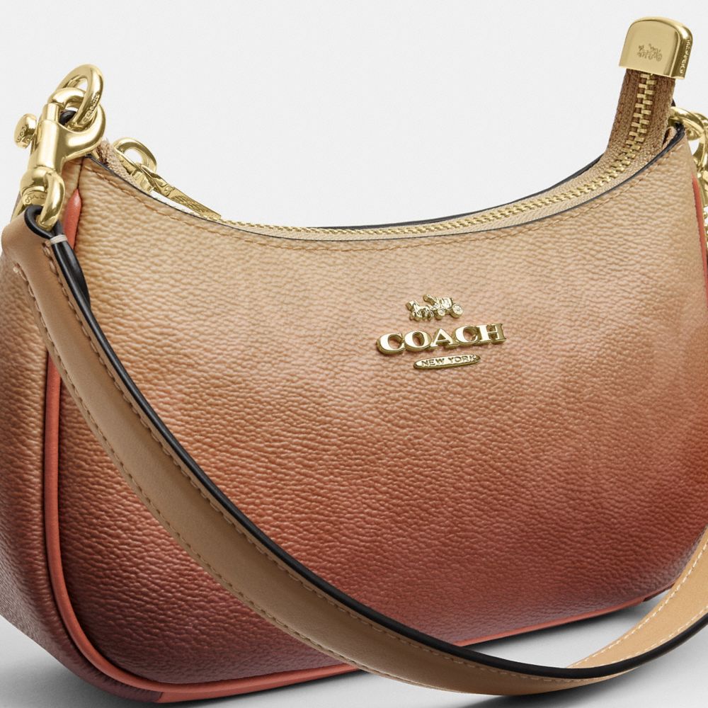 Coach Teri Mini Crossbody Bag In Ombre Signature Canvas Gold