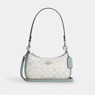 Coach Teri Mini Crossbody Bag In Signature Canvas Silver Chalk Blue