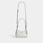 Coach Teri Mini Crossbody Bag In Signature Canvas Silver Chalk Blue