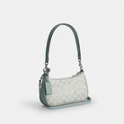 Coach Teri Mini Crossbody Bag In Signature Canvas Silver Chalk Blue
