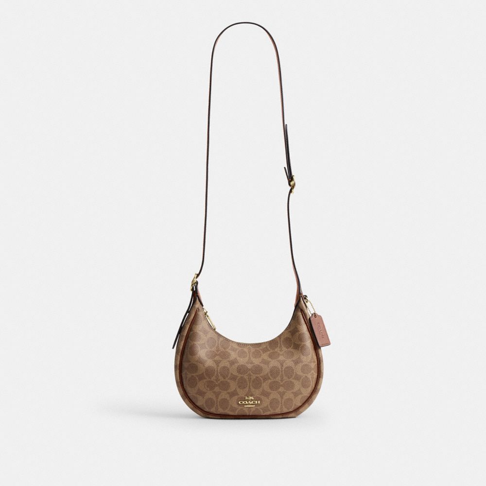 Coach Emily Shoulder Bag In Signature Canvas Gold Tan Brown – Dawntown