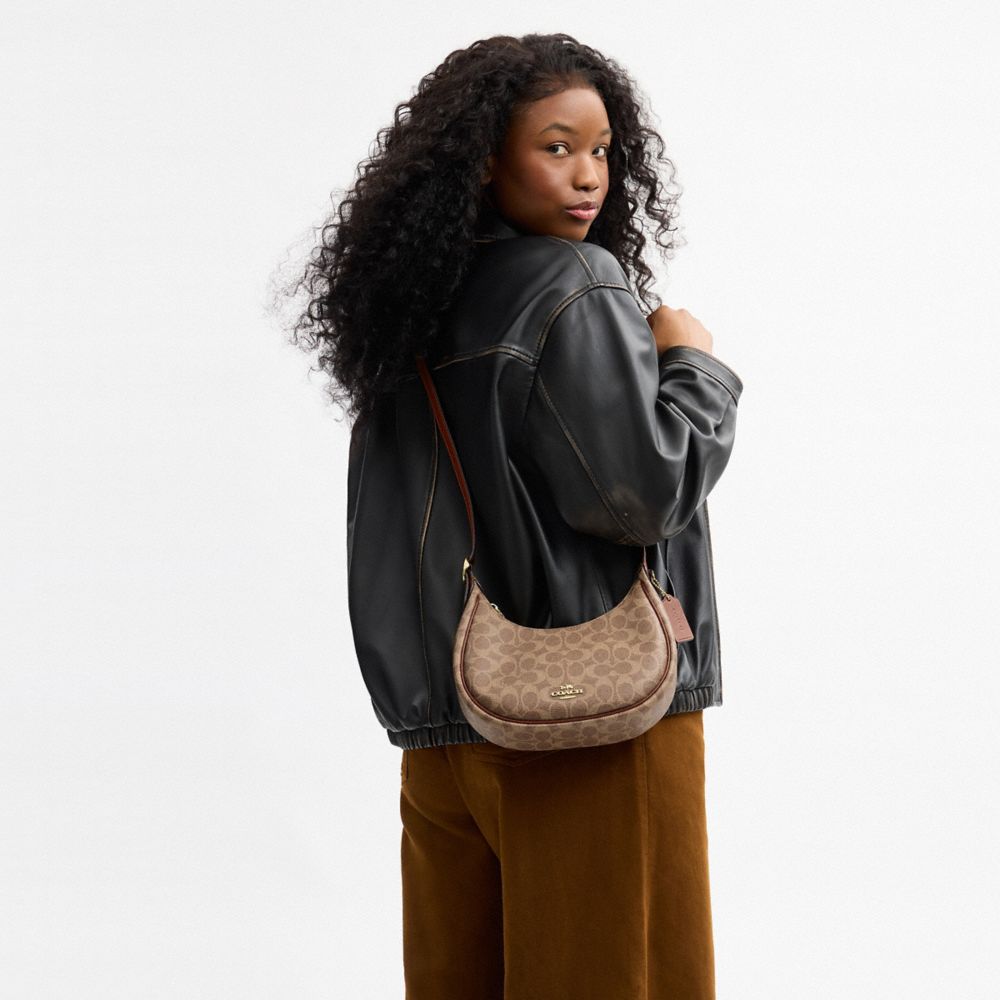 Coach Emily Shoulder Bag In Signature Canvas Gold Tan Brown – Dawntown
