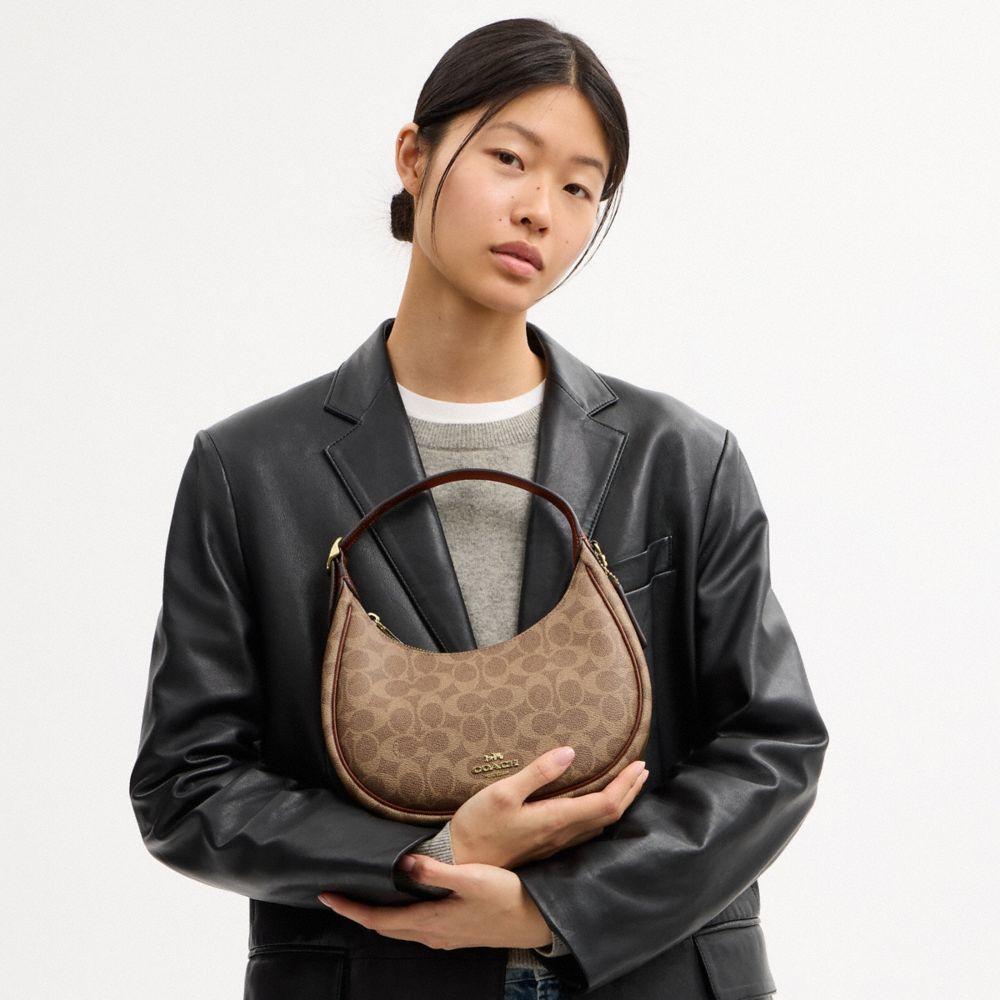 Coach Emily Shoulder Bag In Signature Canvas Gold Tan Brown – Dawntown
