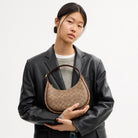 Coach Emily Shoulder Bag In Signature Canvas Gold Tan Brown