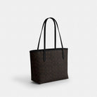 Coach Medium City Tote Bag In Signature Canvas Gold Walnut Black