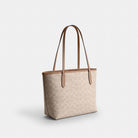 Coach Medium City Tote Bag In Signature Canvas Silver Sand Taupe