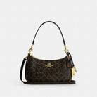 Coach Teri Shoulder Bag In Loved Signature Canvas With Charms Gold Brown
