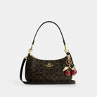 Coach Teri Shoulder Bag In Loved Signature Canvas With Charms Gold Brown
