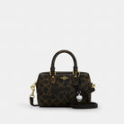 Coach Mini Rowan Crossbody Bag In Loved Signature Canvas With Charms Gold Brown