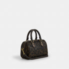 Coach Mini Rowan Crossbody Bag In Loved Signature Canvas With Charms Gold Brown