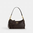 Coach Teri Shoulder Bag With Floral Applique Gold Maple