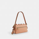 Coach Etta Small Flap Shoulder Bag With Floral Applique Gold Light Pink
