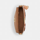 Coach Etta Small Flap Shoulder Bag With Floral Applique Gold Light Pink