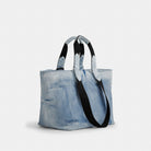 Coach Small Tour Tote Bag In Loved Denim With Charms Silver Light Indigo
