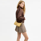Coach Caitlin Shoulder Bag With Quilting Gold Soft Yellow
