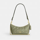 Coach Caitlin Shoulder Bag With Quilting Gold Pistachio