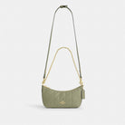 Coach Caitlin Shoulder Bag With Quilting Gold Pistachio
