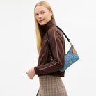 Coach Caitlin Shoulder Bag With Quilting Gold Indigo