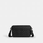 Coach Jack Small Flap Crossbody Bag In Signature Canvas Silver Black Signature