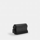 Coach Jack Small Flap Crossbody Bag In Signature Canvas Silver Black Signature