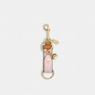 Coach Trigger Snap Bag Charm In Signature Canvas With Heart Charm Gold Powder Pink