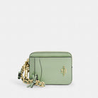 Coach Zip Card Case With Bows Gold Light Pistachio