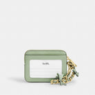 Coach Zip Card Case With Bows Gold Light Pistachio
