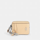Coach Zip Card Case With Bows Silver Light Sand
