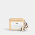 Coach Zip Card Case With Bows Silver Light Sand