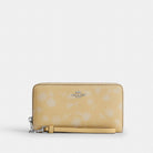 Coach Long Zip Around Wallet With Floral Print Silver Washed Yellow