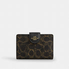 Coach Medium Corner Zip Wallet In Loved Signature Canvas Gold Brown