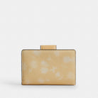 Coach Medium Corner Zip Wallet With Floral Print Silver Washed Yellow