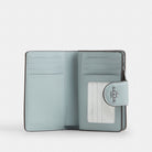 Coach Medium Corner Zip Wallet In Signature Canvas Silver Chalk Blue