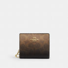 Coach Snap Wallet In Ombre Signature Canvas Gold Brown