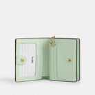 Coach Snap Wallet With Floral Print Gold Pale Green