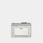 Coach Mini Skinny Id Case In Signature Canvas Silver Chalk Blue