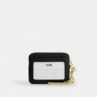 Coach Zip Card Case With Quilting Gold Black