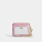 Coach Zip Card Case With Quilting Gold Carnation
